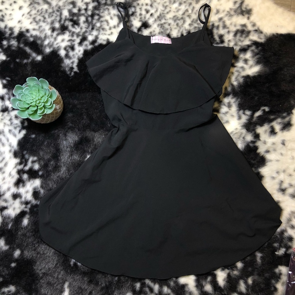 Black Spaghetti Flared Out Dress